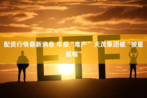 配资行情最新消息 年报“难产” 天茂集团被“披星戴帽”